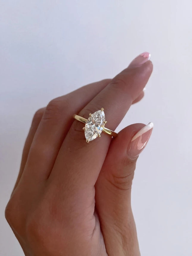 925 Sterling Silver Classic Simple 1-3 Carats Marquise Zircon Ring For Women Engagement Wedding Luxury High Quality Fine Jewelry