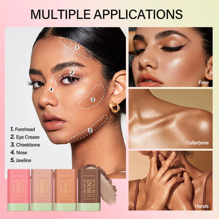 Lakerain Functional Blush Stick Face Makeup Waterproof Easy Color Rouge Blusher Cream High Color Rendering Brightening Skin Tone
