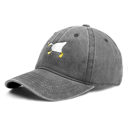 Embroidered baseball cap with goose pattern for men and women, casual and fashionable city style duckbill cap