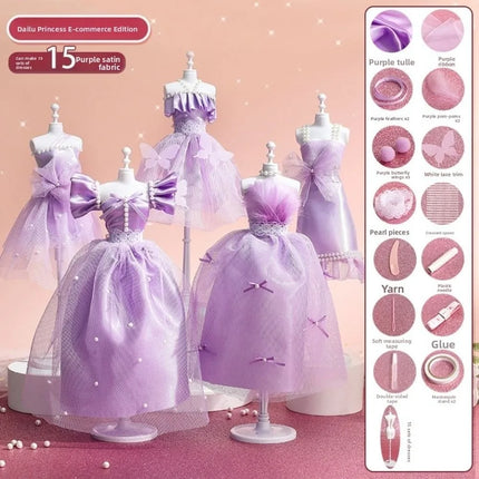 Skirt DIY Doll's Clothes Kit Handmade Fashion Design Princess Toy Outfit Kit Cute Wear Doll's Dress Material Kids Girl