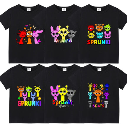 Summer Sprunkis Game Cotton Kids T-shirt Cute Anime Printed Tee Top Short Sleeve Kawaii Boy Girl Streetwear Children Clothes