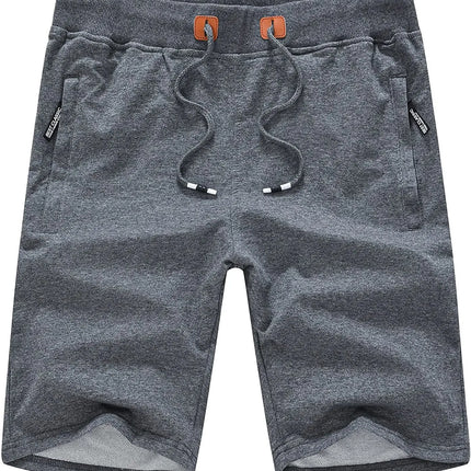 Drawstring Men's Cotton Shorts, Cozy Fit Slim Elastic Sports Shorts Man Casual Running Trendy Sweatpants Male Clothing