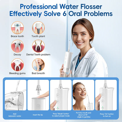 New Water Floss F29/D52 Portable Water Flosser USB Rechargeable Oral Water Jet Pick Flosser 4 Jet Tip Teeth Cleaner