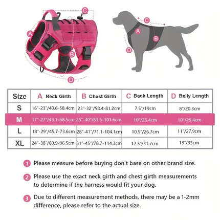 Adjustable No-Pull Tactical Dog Harness with Handle, Reflective Military Vest for Large Dogs, Labrador