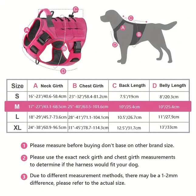Adjustable No-Pull Tactical Dog Harness with Handle, Reflective Military Vest for Large Dogs, Labrador