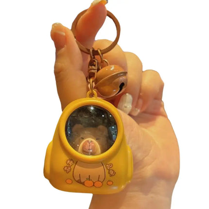 Cute Kapibala Small Night Light Keychains Kawaii Bag Hang Celebrity Atmosphere Light Key Chain Space Capsule Trinket Friend Gift