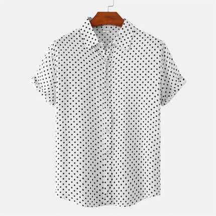 Fashion Solid Colored Dots Hawaiian Shirt Men Casual Short Sleeves Summer 3d Printed Button Blouse Tops Street Button Shirts