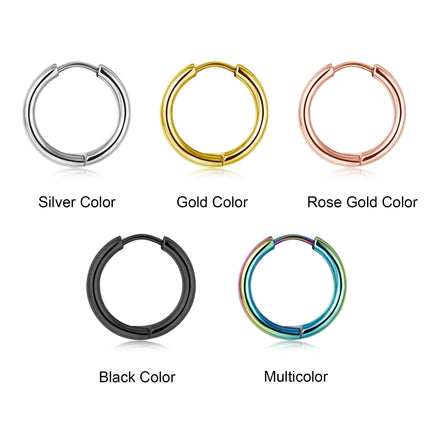 LATS 2024 New Simple Stainless Steel Small Hoop Earrings for Women Men 8mm To 20mm Round Cartilage Ear Piercing Fashion Jewelry
