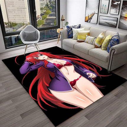 High School DxD Sexy Girl Cartoon 3D Carpet Rug for Home Living Room Bedroom Sofa Doormat Decor, Kids Area Rug Non-slip Floor Mat