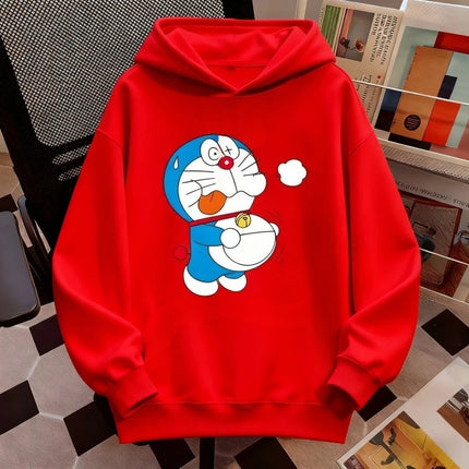 Autumn and Winter New Harajuku Cartoon Doraemon Hooded Sweatshirt Loose Children's Top Cute Boys and Girls Clothing