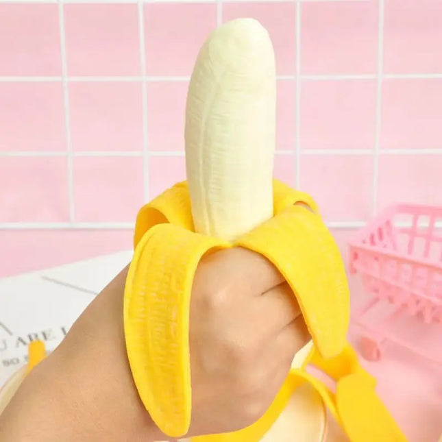 Viral Peeled Banana Squishy Toy Simulation Fruit Funny Prank Stress Relief Squeeze Decompression Vent Toy