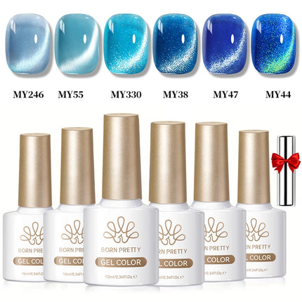 BORN PRETTY Cat Magnetic Moonlight Gel Nail Polish Set 10ml Sparking White Silver Water-light Soak Off UV Gel Nail Art Manicure