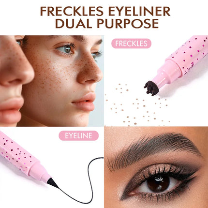 2 in 1 Natural Simulation Freckle Stamp Pen Waterproof Easy Color Freckle Dot Pen Face Fake Freckles Eyeliner Lasting Makeup