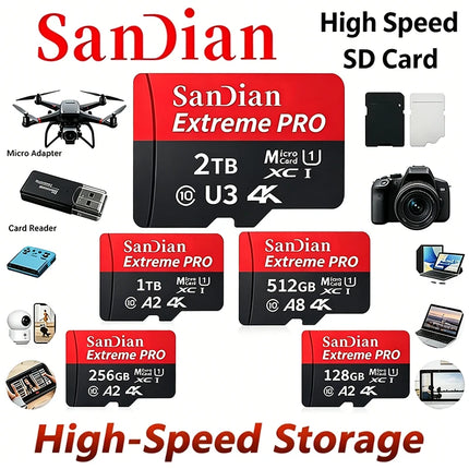 High Speed Transfer Micro TF Cards 128GB/512GB Original SD Card Class 10 Flash Memory Card for PC Camera Laptop Notebook