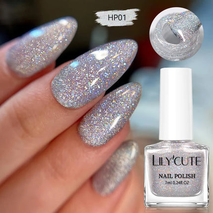 LILYCUTE 7ml Nail Polish Sliver Glitter Colorful Shining Effect Nail Art Varnish DIY No Need Of Lamp To Cure