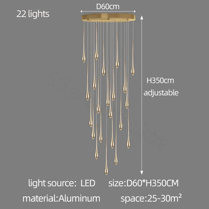 Modern Lighting Gold-Plated Chandelier Minimal Design Luxury Living Room Lamp Restaurant Kitchen Chandelier Led Stair Chandelier