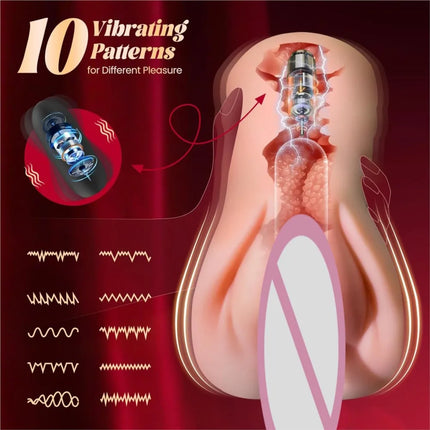 Real Vagina Masturbator Soft Silicone Rubber Sucking Vibrating Deep Throat Oral Sex Toy Artificial Pussy for Men Adult Products