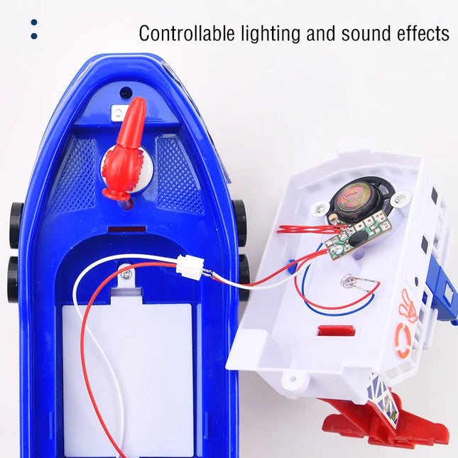 Children's Sprinkler Electric Boat Bathing Toy Rescue Model Fire Boat LED 3-6 Year Old Puzzle Toy with Light and Music