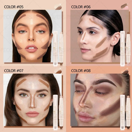 1PC Highlighting Contour Stick, Dual Use for Nose Contour and Three-dimensional Makeup, Anti-smudging, Convenient and Durable