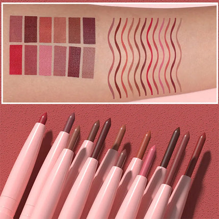 Luxury Matte Lip Liner Long-Lasting Matte Creamy Plumping Lip Waterproof Natural Nude Brown Slim Lip Liner 12 Colors  Cosmetic