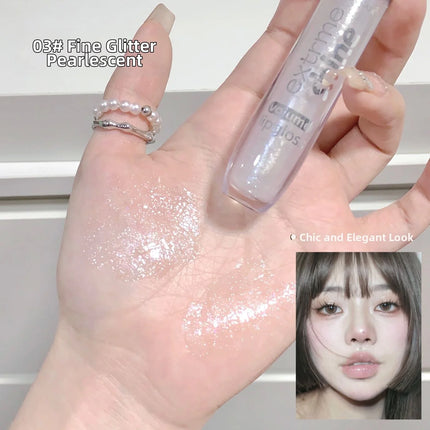 Fine Shimmer Lip Oil Gloss Long Lasting Hydrating Moisturizer Transparent Water Based Pearlescent Lip Glaze