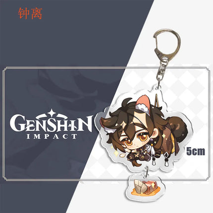 Genshin Impact Keychain Pendant ZhongLi Klee Raiden Shogun Xiao Wendi LingHua Car keyring Women Bag Charms Anime Game key chains