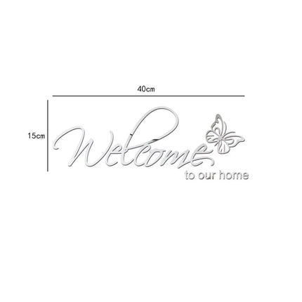 Welcome To Our Home Acrylic Mirror Wall Sticker Butterfly Stickers Bedroom Living Room Decals Self-adhesion Wallpaper Door Decor