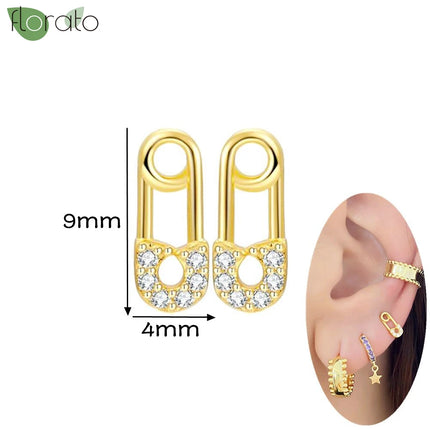 925 Silver Needle Fashion Heart Gold Color Stud Earrings for Women Exquisite Zircon Small Earrings Luxury Ear Piercing Jewelry