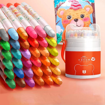 12/24/36/48 Color Children's Crayon Oil Painting Stick Portable Barrel Not Dirty Hands Safe Washable Colorful Stick Art Supplies
