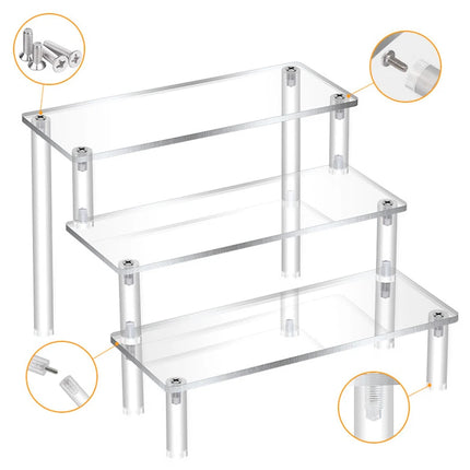 1pcs Multi-Layer Acrylic Display Stand Cake Display Rack High Transparent Trapezoidal Storage Shelf Perfect for Dessert Cupcake