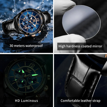 OPK 6066 Man Watch Fashion Original Business Quartz﻿ Wristwatch Waterproof Luminous Week Date Calendar Window Watch For Man