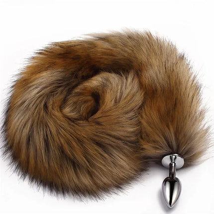 78cm Red Long Fox Tail Anal Plug Metal Butt Plug Prostate Massager Erotic Cosplay Accessories Adult Novelty Sex Toys For Couples