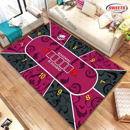 1PC Texas Poker Theme Carpet Living Room Bedroom Sofa Balcony Rug, Entrance Door, Durable Machine Washable Mat Gift for Friends