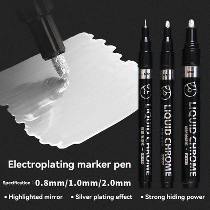 1-6pcs Chrome Pen Marker Mirror Waterproof DIY Reflective Paint Repair for Rock Ceramic Glass Metallic Gold/Silver 0.8/1/2mm Nib