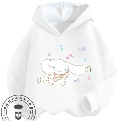 Street Fashion Cinnamoroll Hooded Sweatshirt Boys Girls 3-14Y Autumn Winter Cute Kawaii Cartoon Hot Outdoor Casual Lovely
