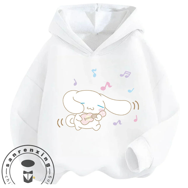 Street Fashion Cinnamoroll Hooded Sweatshirt Boys Girls 3-14Y Autumn Winter Cute Kawaii Cartoon Hot Outdoor Casual Lovely
