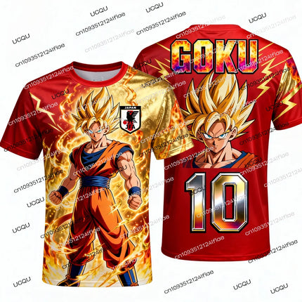 2026 Summer New Adult Men's Dragon Ball Goku 3D Printed Football Jersey T-Shirt Kids Anime T-Shirt Special Football Jersey NO.10