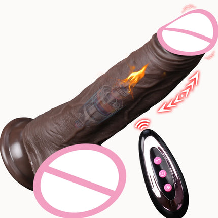 Sex Toys Thrusting Dildo Vibrator, Lifelike Heated Silicone Black Dildos with 10 Thrusting & 10 Vibrating Modes for G Spots clit