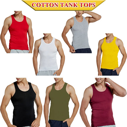 Tank Tops Men 100% Cotton Running Vest Fitness Cool Top Gym Sport Slim Colorful Outdoor Casual Undershirt Male Gift 7 Colors