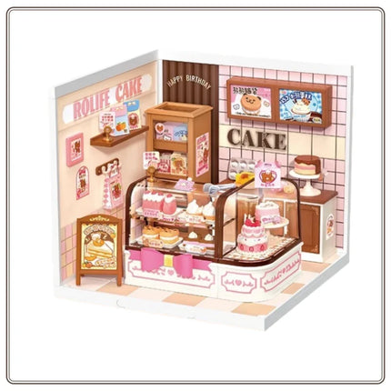 Rolife Super World Cake Shop DIY Houses Building Blocks Assembling Toy Models DIY House Decorations Christmas Birthday Gifts