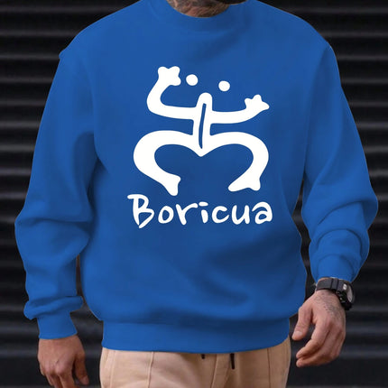 2025 Men's 100% Cotton Crew Neck Sweatshirt Boricua Art Print Cultural Elegant Premium Soft Comfortable Trendy Casual Daily Top