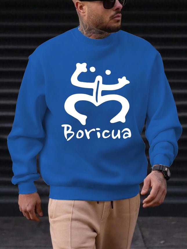 2025 Men's 100% Cotton Crew Neck Sweatshirt Boricua Art Print Cultural Elegant Premium Soft Comfortable Trendy Casual Daily Top