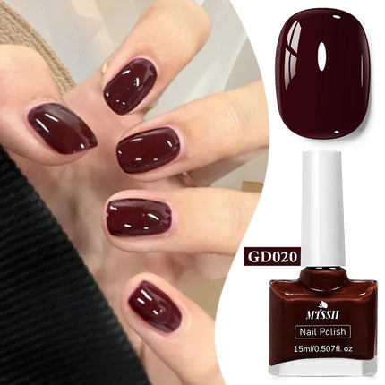 Mtssii 15ml Water-Based Nail Polish Quick Drying,Nude Glitter Red Nail Varnish,Odorless,Durable,Peelable,No-bake Nail Polish
