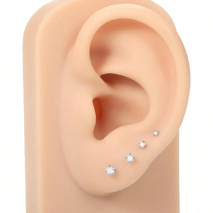 3PCS Threadless Push In Nose Studs Stainless Steel Labret Piercing Jewelry For Tragus Monroe Lip Helix Cartilage Earrings Studs
