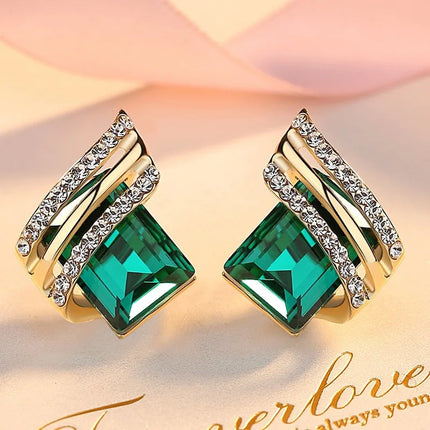 Zircon Crystal Rhombus Wings Earrings for Women Birthday Gifts Jewelry