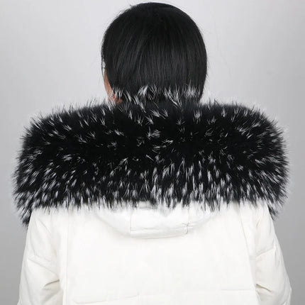 100% Real Fur Collar Luxury Warm Natural Raccoon Fur Scarf Women Genuine Fur Collar Scarves Large Fur Shawl Male Jacket Coat