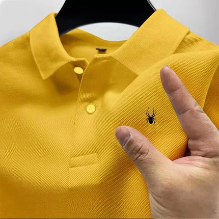 2026 Luxury-luxurious style men's white breathable Polo shirt, ice silk fabric, not a common style for ordinary people