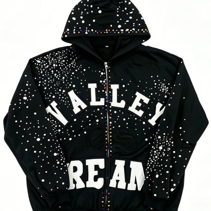 2026 New Retro Y2K Hot Diamond Letter Printed Sports Set, Hip Hop Punk Street Trendy Personalized Fashion Zipper Hoodie Pants