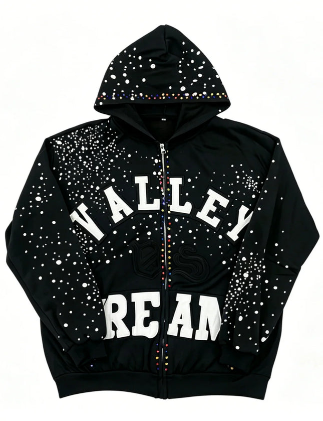 2026 New Retro Y2K Hot Diamond Letter Printed Sports Set, Hip Hop Punk Street Trendy Personalized Fashion Zipper Hoodie Pants