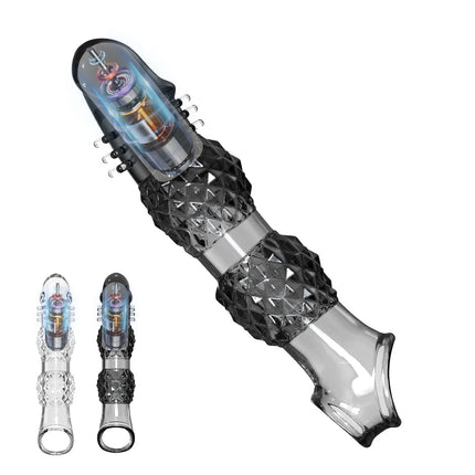 Penis Sleeve Delayed Ejaculation Condom Male Enlargement Delay Vibrating Cock Ring Clits Massager Vibrating Penis Cover Sex Toy